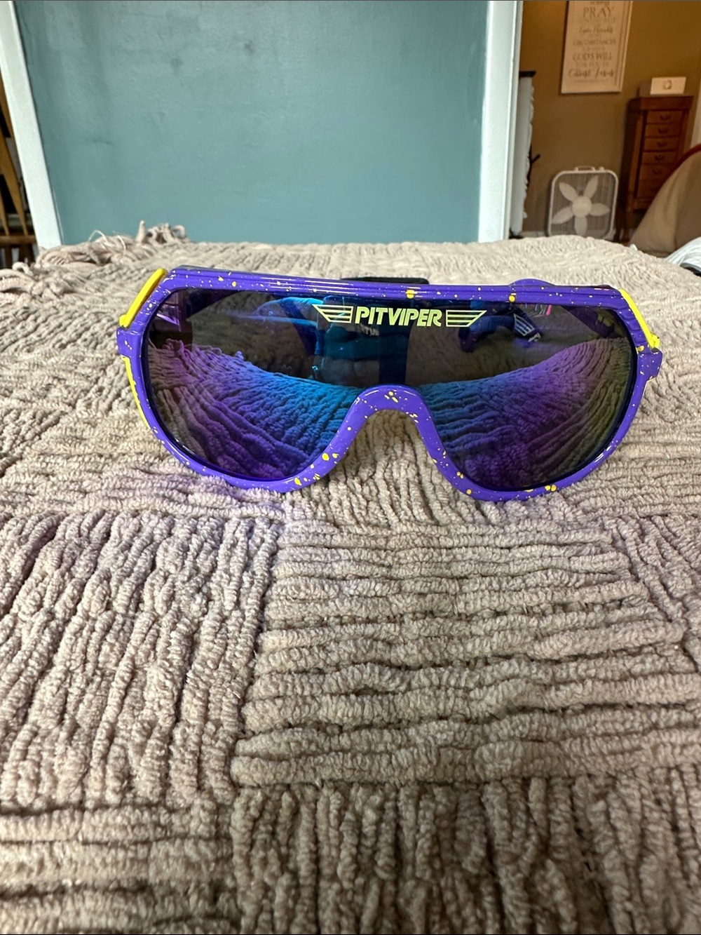 Pit Viper Purple Frame with Yellow Accents Mirror Lens Sunglasses